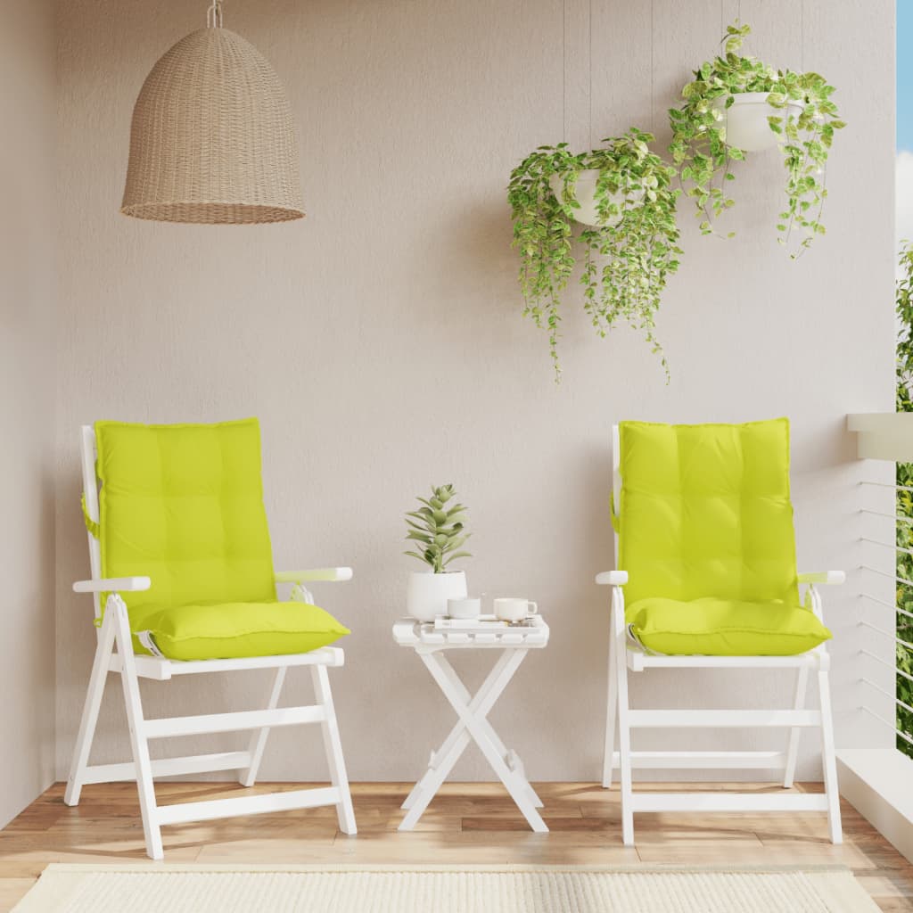 2 Piece Low Back Chair Cushions Neon Green Oxford Fabric