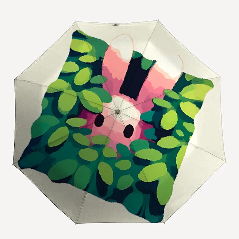 

1pc Rabbit Hiding One Umbrella a Plastic Hle, Compact Stylish, with a Vibrant Cartoon Pattern, Perfect Home, Travel