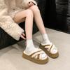 Fashion Wool Slippers Women Autumn and Winter Wear Extra Thick Platform Heightened Slippers
