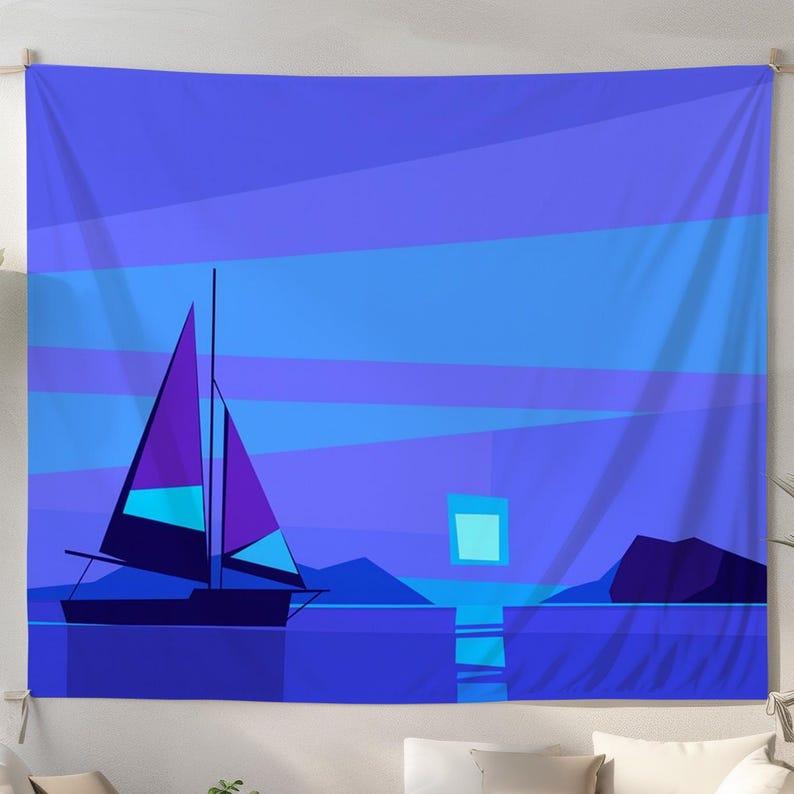 Geometric sailboat tapestry 75x100 чёрный