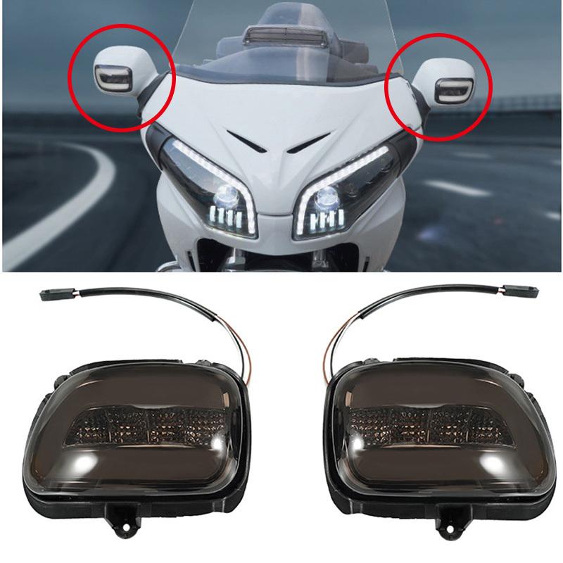 1pair Motorcycle Indicators Turn Signal light Side Rear View Mirror turn Signal Fit For Honda Goldwing GL1800 2001-2017