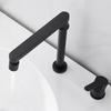 Brass Adjustable Rotating Bathroom Basin Faucet Black/Chrome Widespread Double Hole Single Handle Sink Kitchen Tap Hot and cold