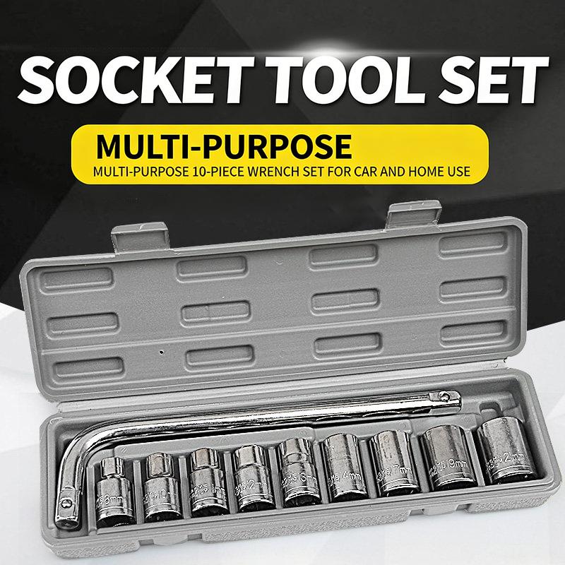 10Pcs Bicycle Motorcycle Car Repairing Tool Set 10 Pcs Socket Wrench Set