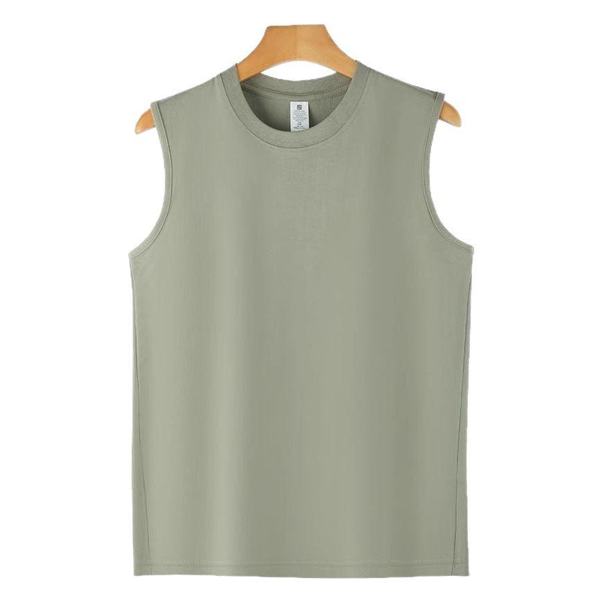 230g Pure Cotton Sleeveless Round Neck Sports Vest - Fitness & Basketball Training Top with Printed Logo.