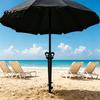 Triangular Handle Umbrella Stake 2Pcs Sun Base with Ground Stake, Screw-in Beach Heavy Duty Holder, Windproof Spiral Stand for Outdoor Yard