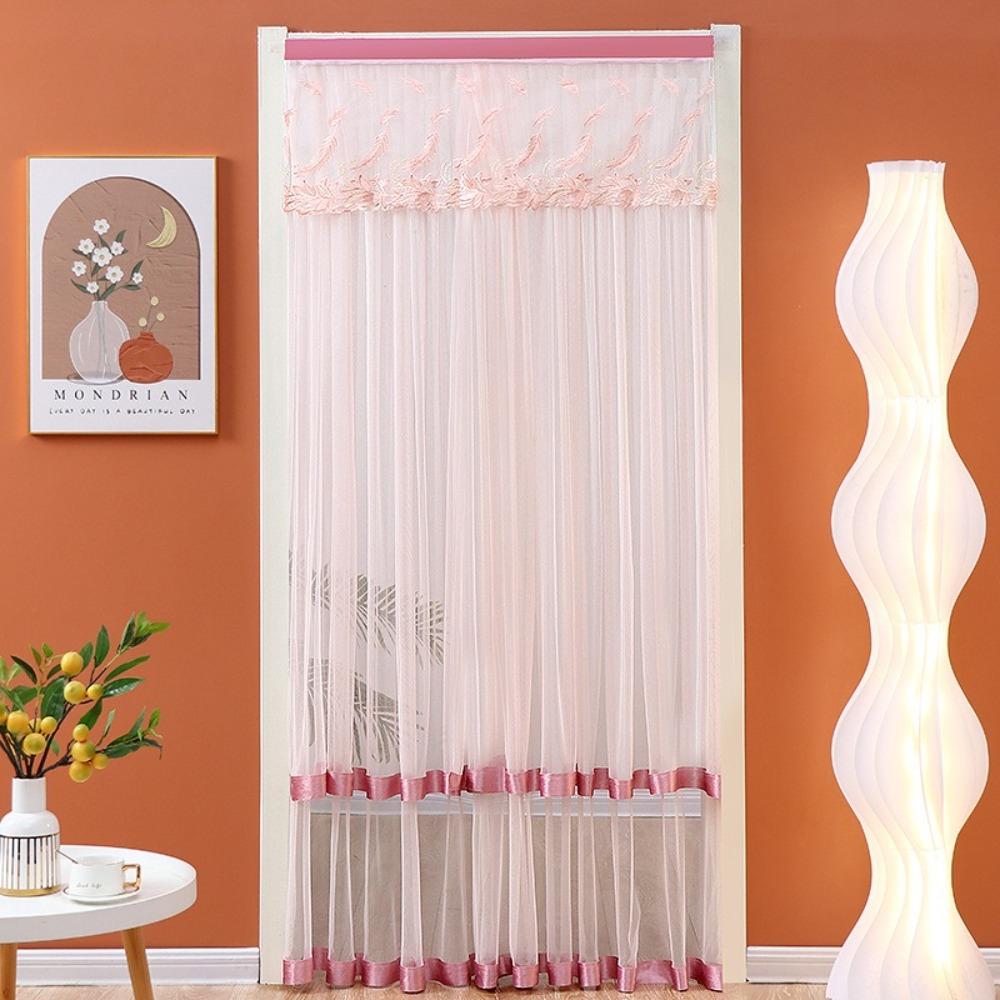 Double Layer Anti-mosquito Door Curtain Fabric Lace Self-adhesive Door Mesh Curtain Breathable Mesh Partition Curtain Bedroom
