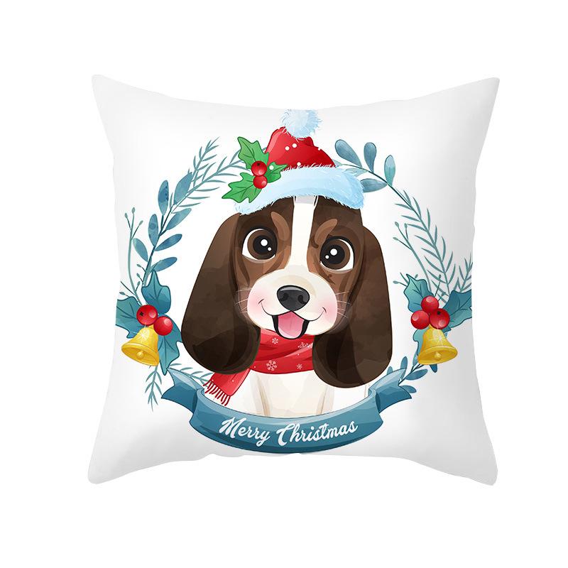 Cartoon Watercolor Christmas Pillow Cover Printed Cute Christmas Snowman Sofa Cushion Pillow Cover Home