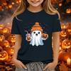 Kids Halloween Printed Short Sleeve T-Shirt Loose Fit Round Neck Casual Tee