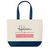 Shopping Bag - PLANETEE - Héloïse On Holiday - Blue Background - Cotton 40x45 Cm - Large Size
