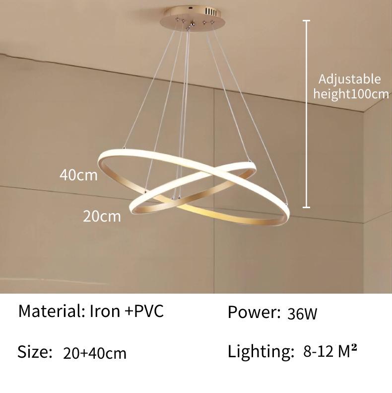 

Современная светодиодная кольцевая люстра: Умное освещение для гостиной, столовой или спальни Black - Three-color without Remote