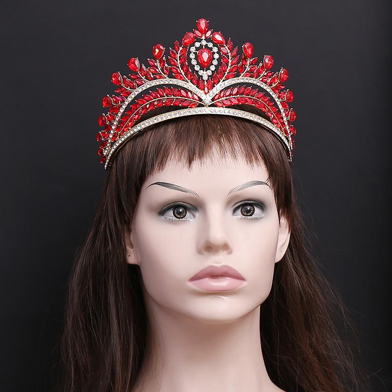 Royal Queen Green Crown Big Diadem Bride Tiara Crowns for Women Bridal Wedding Party Crown Hair Dress Jewelry Accessories