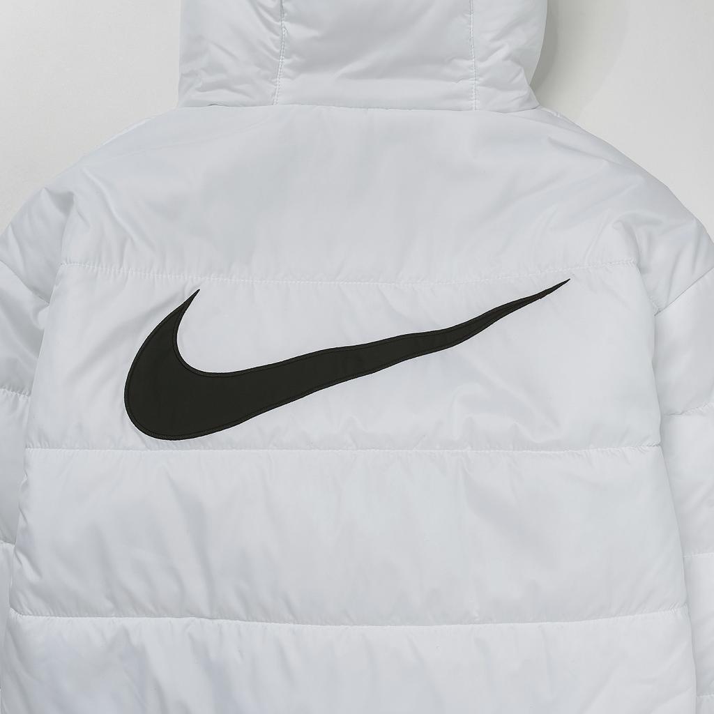 Nike Logo Print Windproof Breathable Hooded Zip-Up Long Sleeve Down Jacket Women Outerwear DJ6996-100