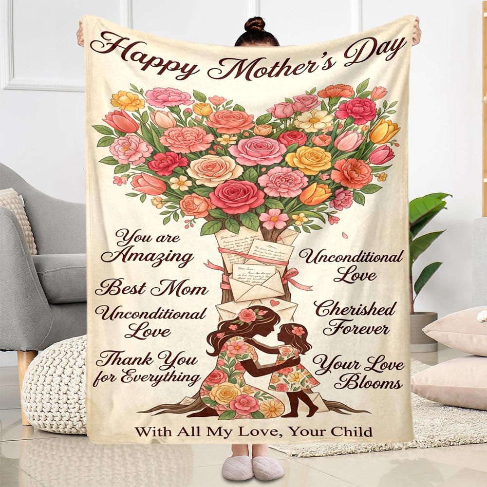 Mother's Day Greeting Blanket Suitable for sofas,travel, living rooms also a good gift for friends and family Suitable for all seasons.