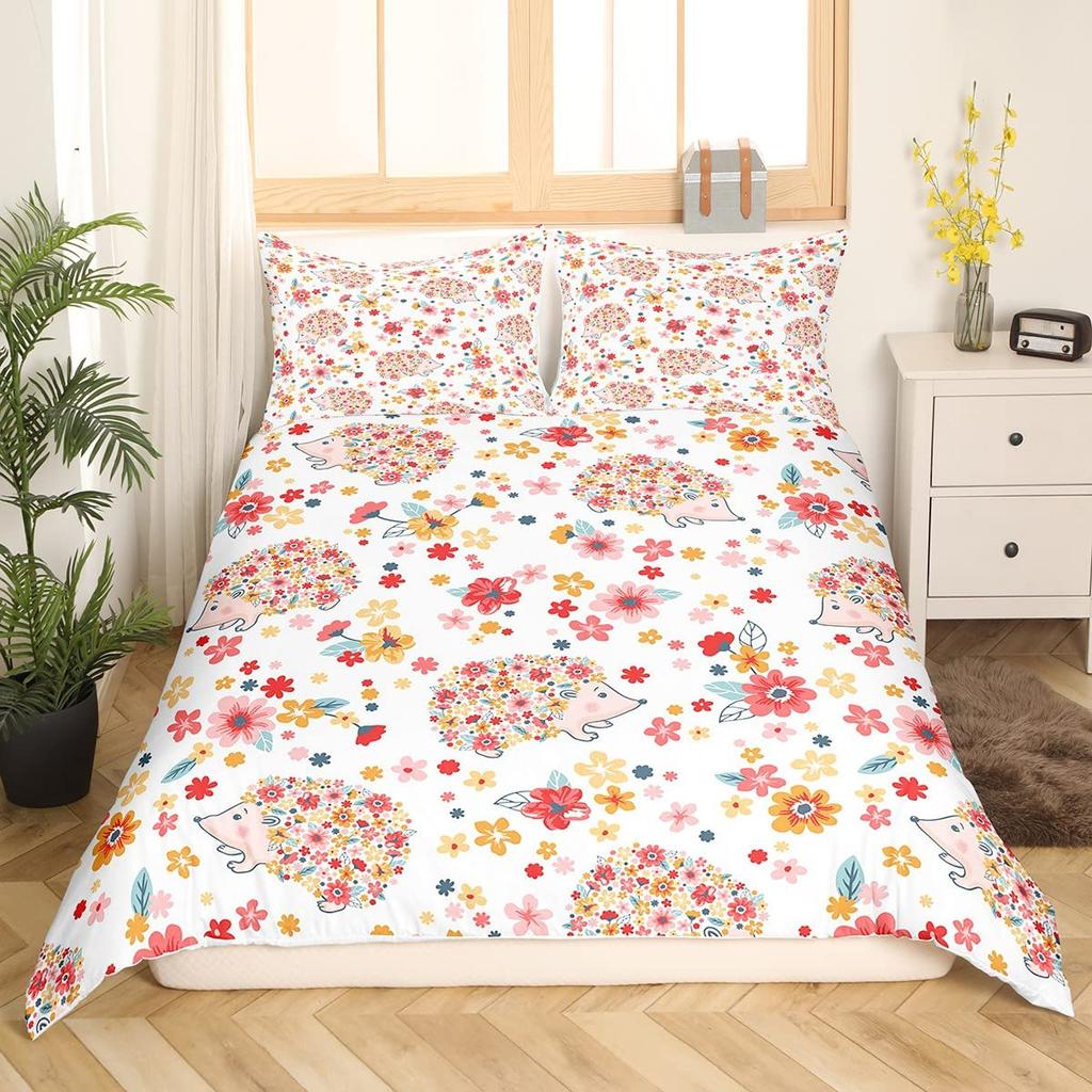 Kawaii Hedgehog Duvet Covers For Kids Queen King Size Lightweight Bedding Sets Wild Animal Bedding Sets Bedroom Decor No Quilt