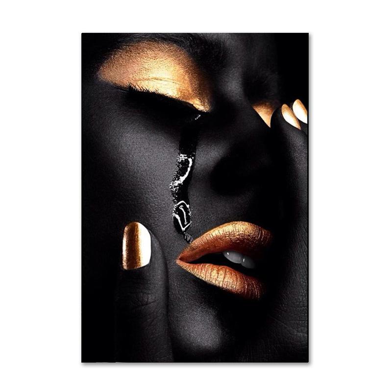 Schwarz und Gold afrikanische Kunst Poster drucken Frau Leinwand Malerei Wand Kunst Cuadros skandinavische Dekoration Home Bild Wohnzimmer