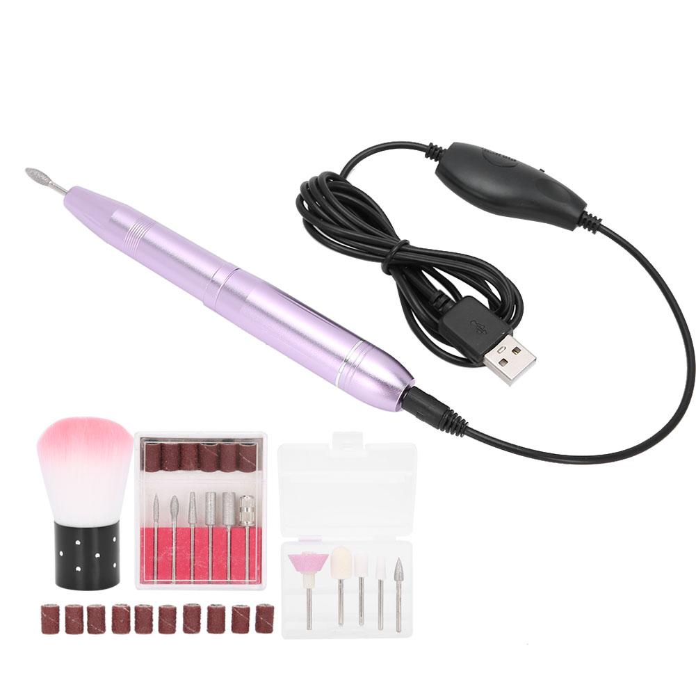 Nail Drill Pen Electric Nail Grinder Polisher Kit Portable Polishing Manicure ToolPink