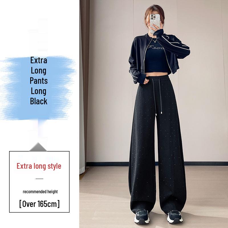 Rhinestone Starry Sky High Waist Wide Leg Pants - Women s Spring/Summer 2026 Casual Style XL