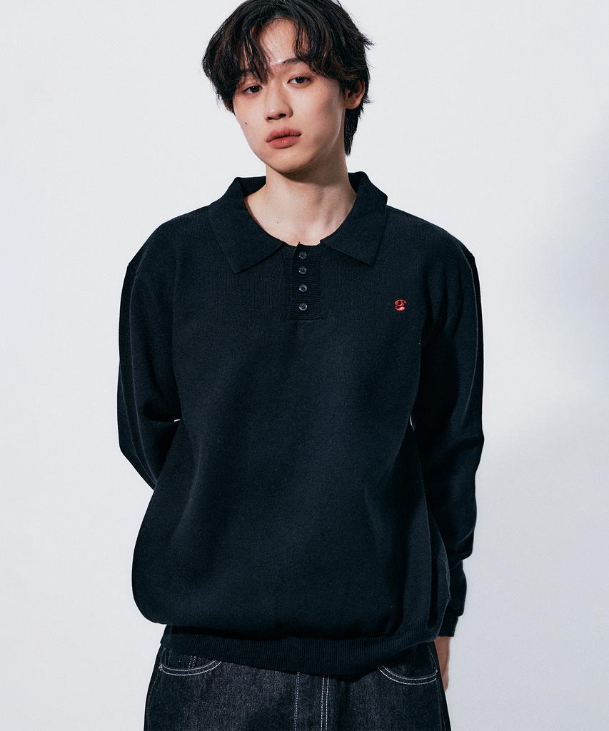 SOMEPLACE MAN Basic Rugby Single Collar Soft Knit Sweatshirt_3 Colors
