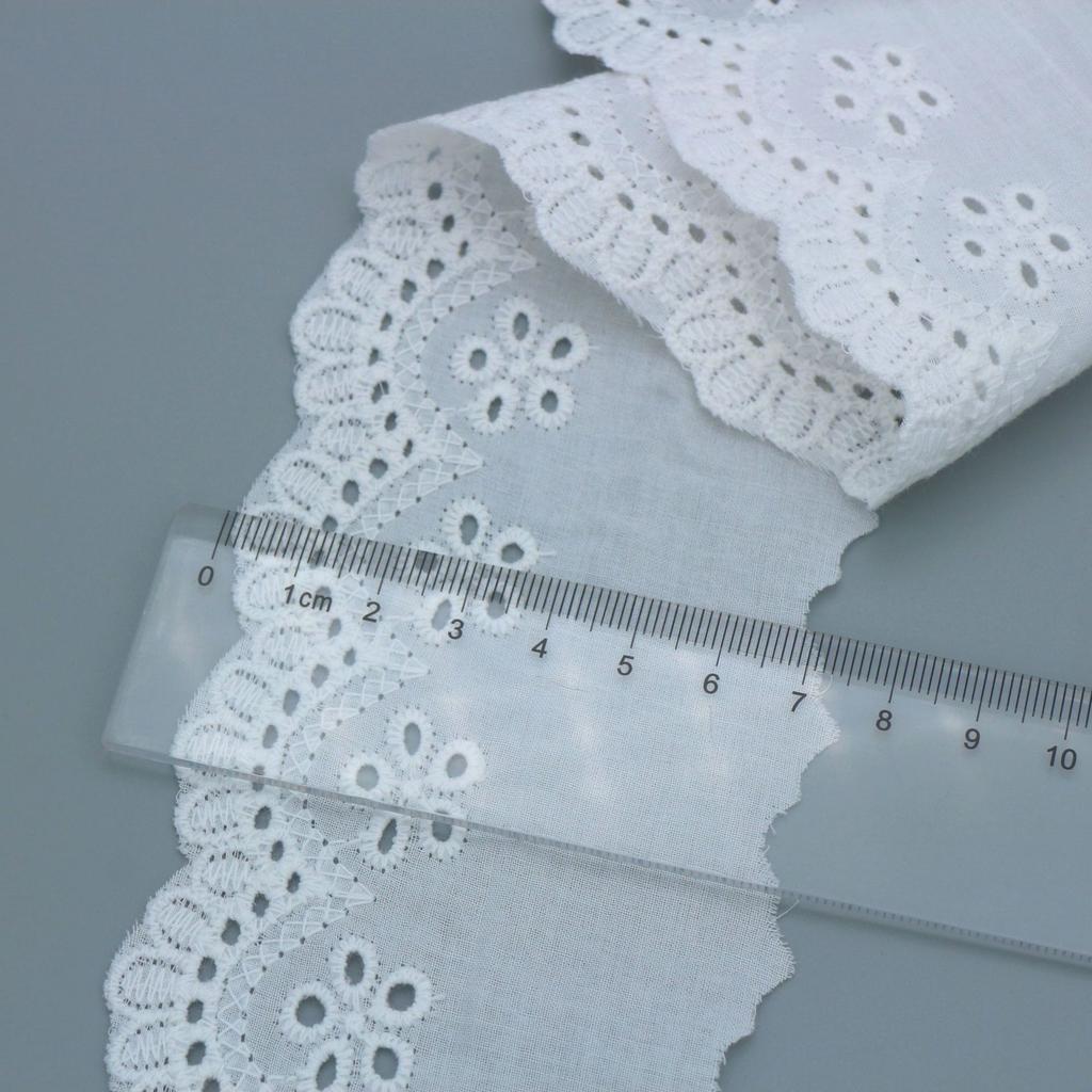 Embroidery Lace, Cotton Lace Clothing Accessories Lace Embroidery Hollow Flower Barcode, Cotton Lace