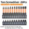 26Pcs Torx Screwdriver Bit Security Tamper Proof Magnetic Screwdrivers Bits Drill Star Plum Solid Hollow Screw Driver 1/4 Hex S2
