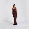 Vestido Midi Ajustado de Tirantes Finos Rojo Intenso con Pliegues en la Cintura