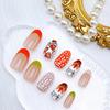 30Pcs Thanksgiving Press on Nails Short Round Shape French Tip Fake Nails with Pumpkin Pie Designs Full Cover Fall Acrylic Nails Thanksgiving Turkey