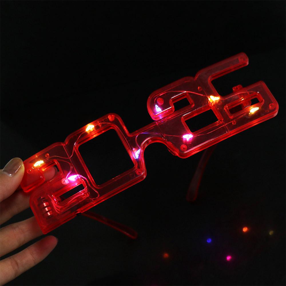 Number 2026New Year Glow Glasses Square Shape New Year Party Glasses  Masquerade Party