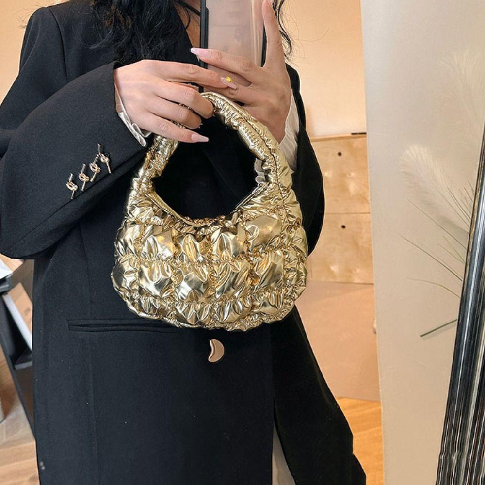 Mini Cloud Bubble Handbag Nylon Underarm Bag Sweet Pleated Cloud Bag  Office Worker