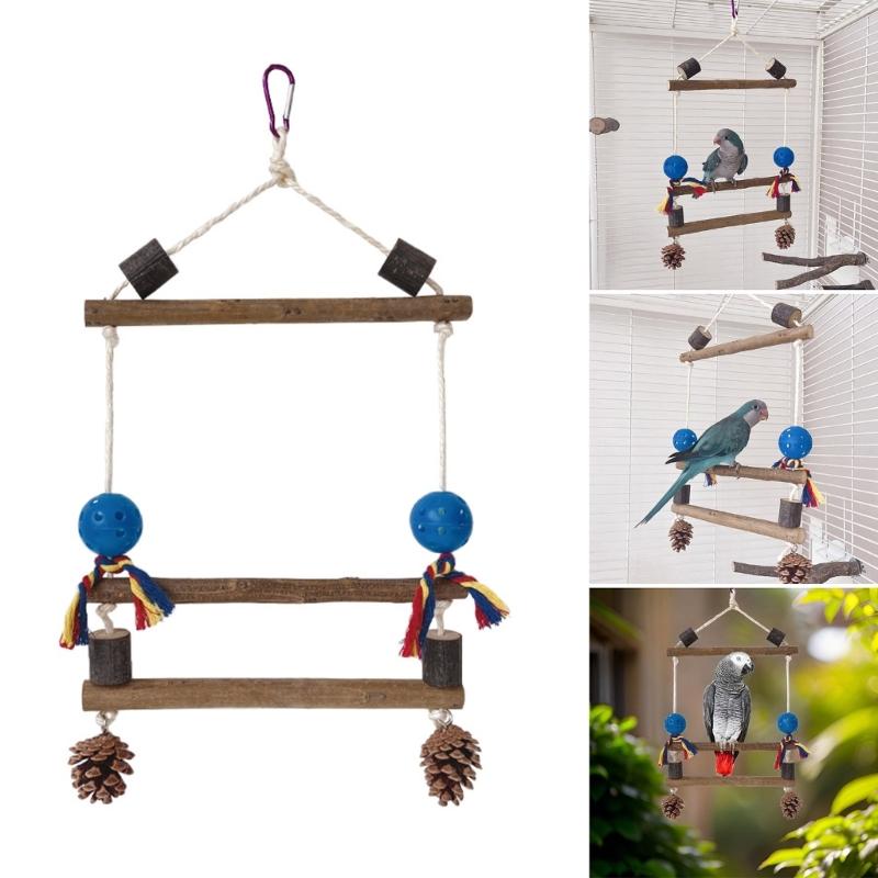 Bird Perches Cage Toy Wood Bird Perches Lovebird Cage Decoration Interactive Cage Accessories for Parakeets, Lovebirds