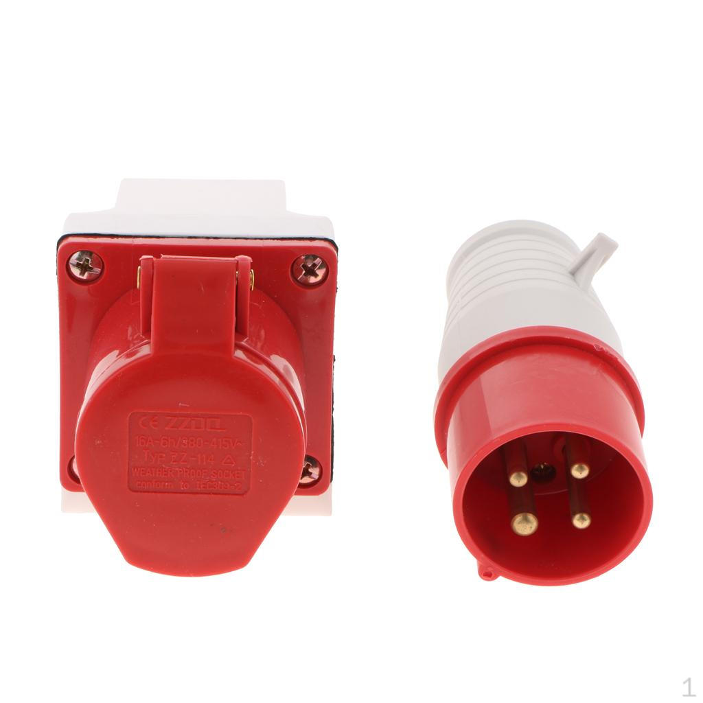 

380-415V 16A Waterproof Male And Female Connectors 3P+E IP44 6H Plug Socket