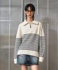 LMOOD Antwerp Stripe Ld Zip-Up Pullover Knit Ivory