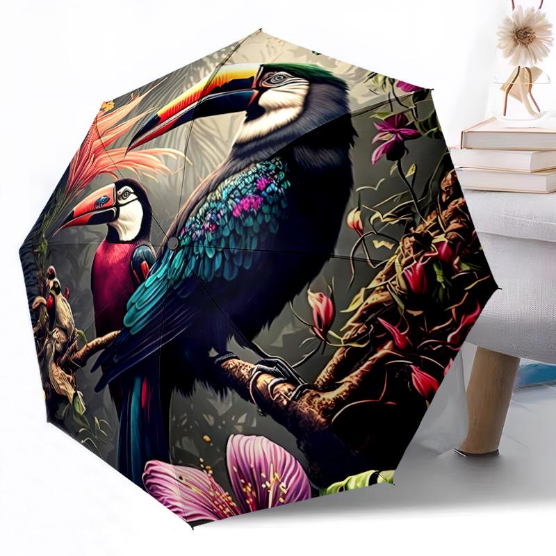 Winter Cardinal With Holly Automatic Umbrella with 8-Rib weight Perfect for Outdoor Adventures Stylish Accessory Best for Christmas