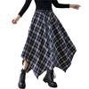 Check Skirt for Long High Check Elastic Irregular Casual Spring [MaadeaNoeTe] Women, A-line, Retro, Skirt, Waist, Pattern, Waistband, Shape, Elegant,