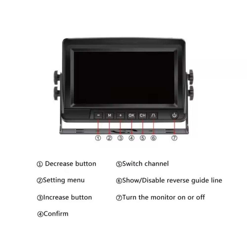 Digital Wireless 7" DVR quad monitor loop video recording solar magnetic reverse backup cameras for Caravan