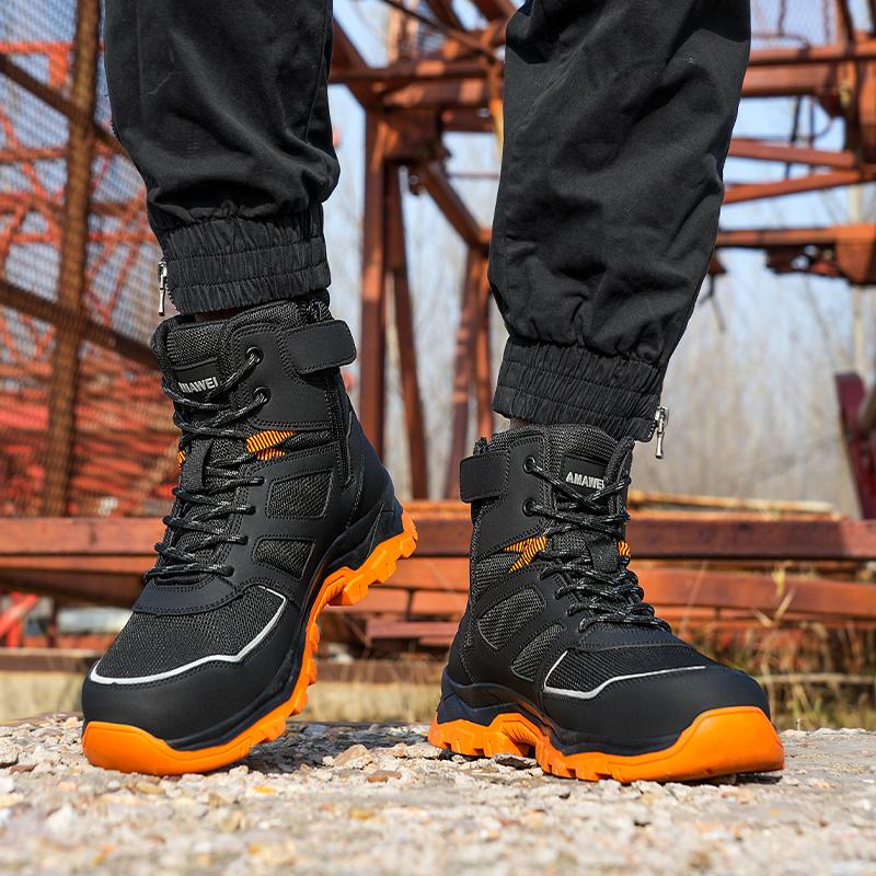 Hombre Work Boots Anti Smashing Steel Toe Safety Shoes Men Work Sneakers Indestructible Shoes Puncture-Proof Protective Shoes