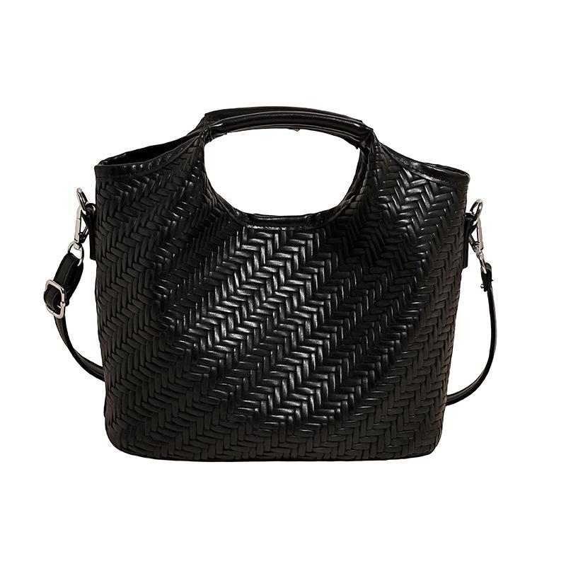 

Новая женская модная сумка большой вместимости, сумка для мамы и ребенка, универсальная сумка через плечо, плетеная сумка-мессенджер чёрный