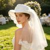 Elegant White Veil Cowboy Cap Wool Cosplay Hat for Western Theme Weddings and Outdoor Celebration Gathering Wear