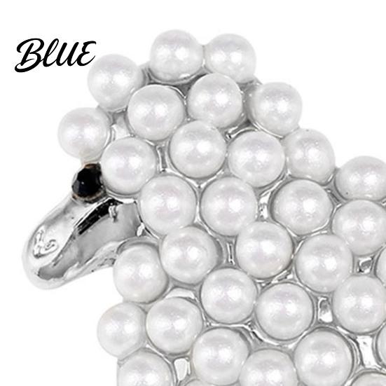 Animal Brooch Zinc Alloy Imitation Pearls Inlaid Fluffy Sheep Design