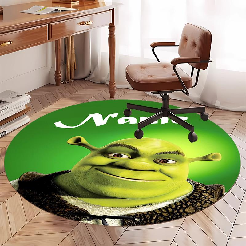 Benutzerdefinierter Name Shrek Aufdruck Runder Teppich Teppich Stuhlteppich Bereichsteppich Eingang Fußmatten, für Bürostuhl Wohnzimmer Schlafzimmer Küche.