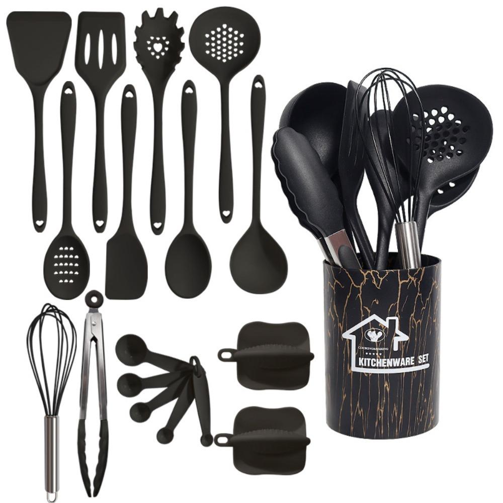 18PCS Non-Stick Silicone Kitchen Utensils Set Scald-proof Spatula and Spoon  Dormitory