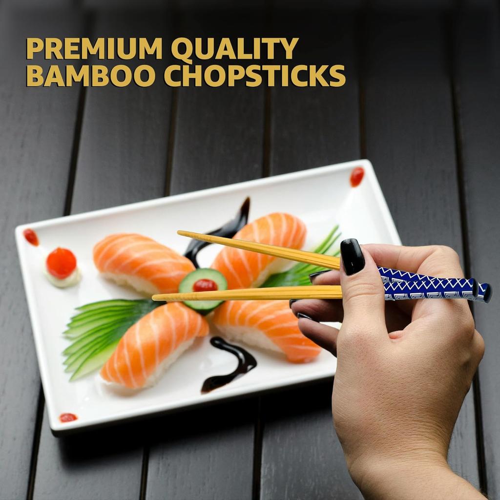 Premium Quality Bamboo Chopsticks Set, Eco-friendly & Reble Sushi Utensils, Lightweight Natural Bamboo for Asian Dining ,Ideal Gift for Food Lovers