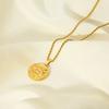 European and American retro niche plated 18K gold sun round brand pendant twist chain necklace stainless steel fashion sweater chain women