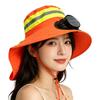 Breathable Solar Fan Hat Elastic UV Protection Wide Brim Fan Hat with Shawl Adjustable Cooling Sunshade Hat Construction Workers
