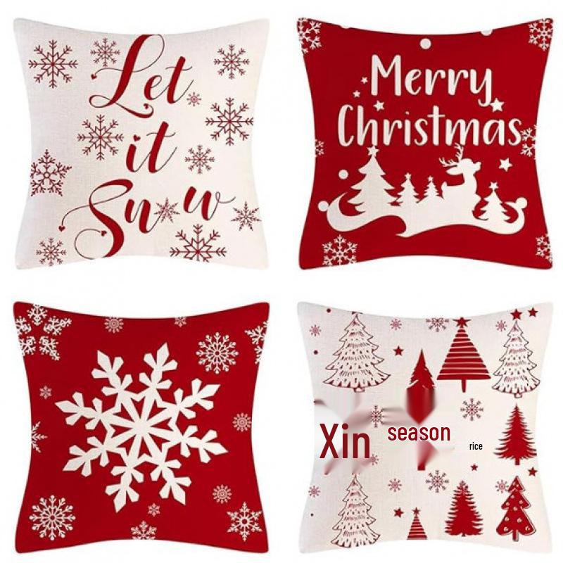 Christmas Linen Pillowcase: Home Sofa Decor & Car Lumbar Support Cushion Cover
