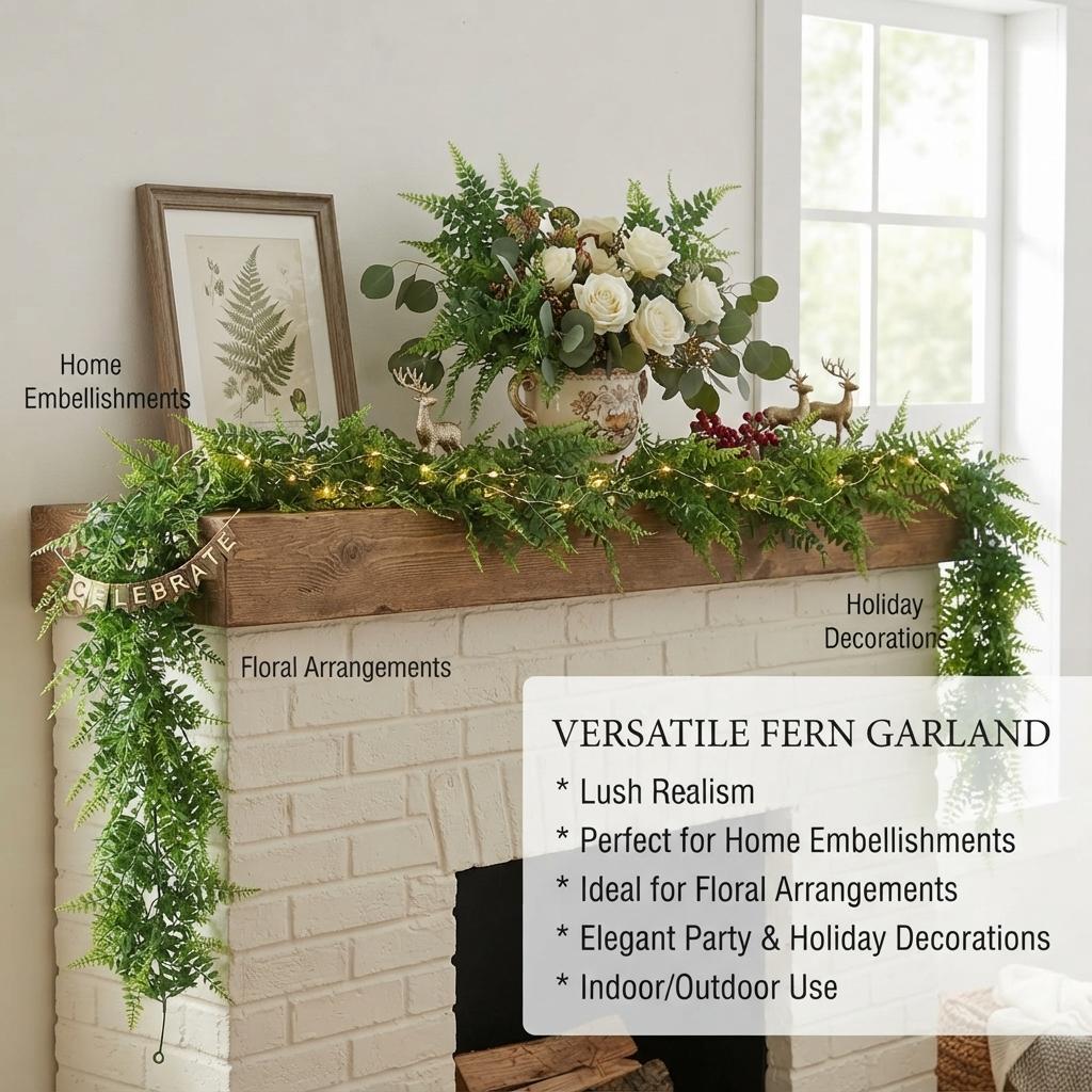 170cm Artificial Plants Vines Fake Haing Plants Plastic Fern Leaves Wall Foliage Tropical Fern Plants for Home Garden No Baskets