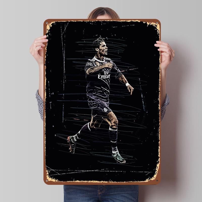 

Cristiano Ronaldo Soccer Art Printed Poster Customized Wall Art Retro Vintage Metal Tin Signs for Home Room Decoration Cozy At 7.9x11.8In(20x30cm)