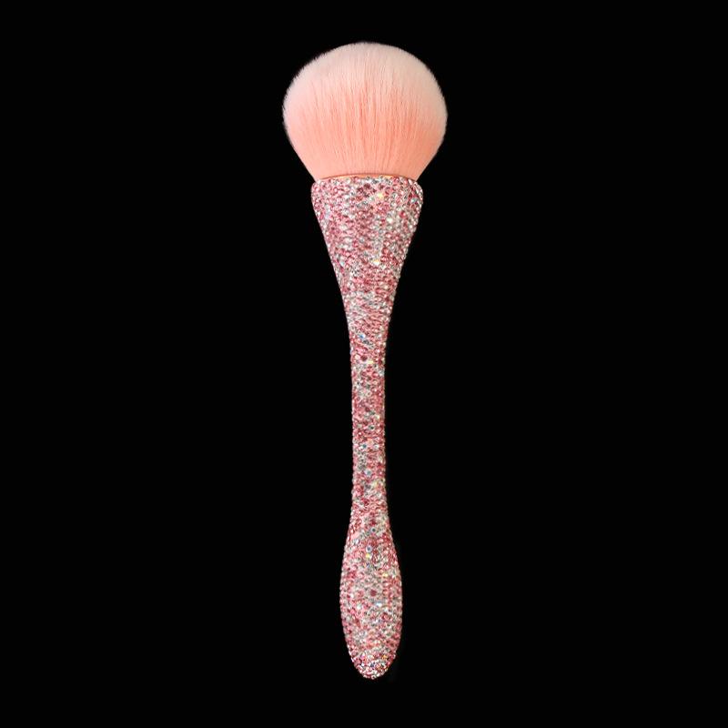 Diamond-Inlaid Handle Loose Powder Brush with High-Footed Cup for Blush & Makeup Setting