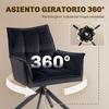 Swivel Dining Chairs, Pack of 2, Armrests, Padded Backrest, Velvet, Black Steel Legs