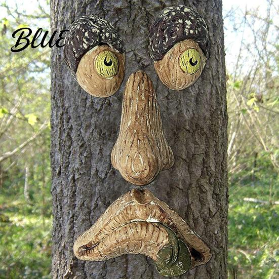 Halloween Tree Decorations Glow‑in‑the‑Dark Face Garden Decor Funny Old Man Bark Whimsical Sculpture Resin Ornament Outdoor Easter Hugger Yard