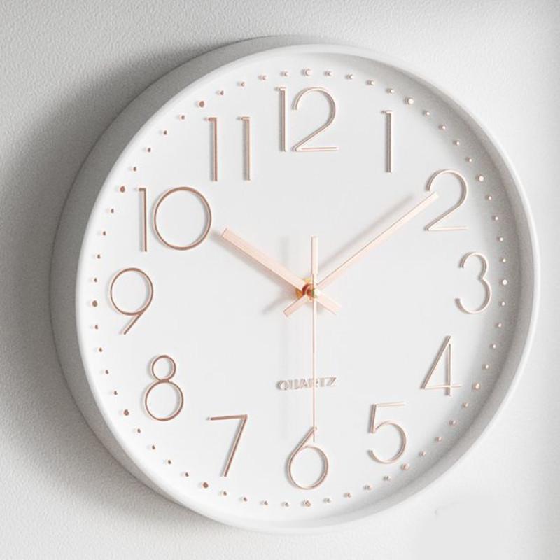 

Wall Silent Clock Kitchen Quartz Round Clock Modern Home Gifts Decoration White